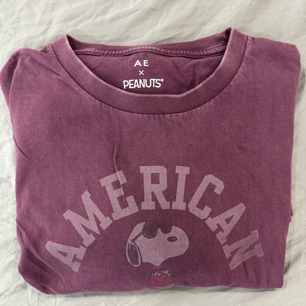 American Eagle Outfitters Long-Sleeve Tee in Dusty Mauve with Snoopy Graphic - Picture 5 of 5